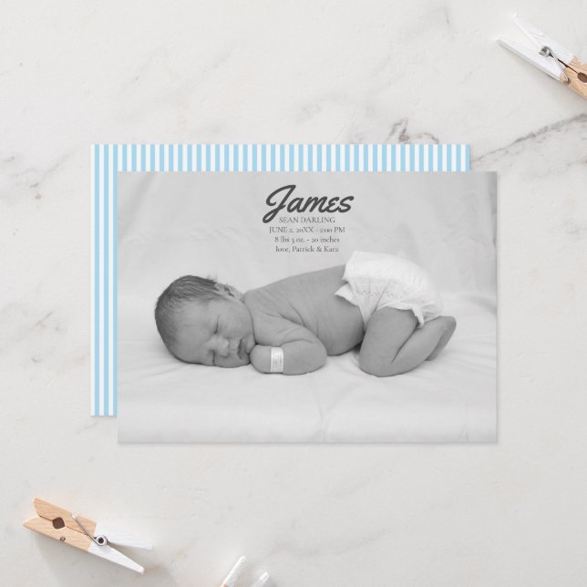 Anuncio de nacimiento de la banda azul de Baby Boy (Anverso/Reverso In Situ)