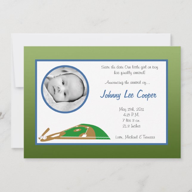 Anuncio de nacimiento de la base deportiva de foto (Anverso)