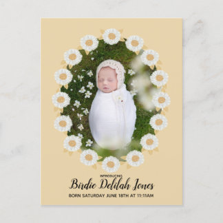Anuncio de nacimiento de la bebé Boho Daisy