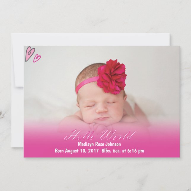 Anuncio de nacimiento de la bebé mundial (Anverso)