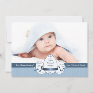 Anuncio de nacimiento de la foto azul de Pascua 3