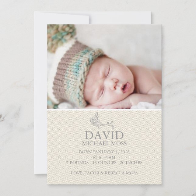 Anuncio de nacimiento de la foto | Bird Announcer (Anverso)