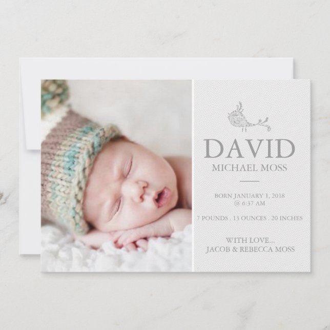 Anuncio de nacimiento de la foto | Bird Announcer (Anverso)