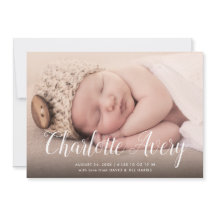 Anuncio de nacimiento de la foto con nombre de cal