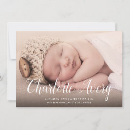 Anuncio de nacimiento de la foto con nombre de cal