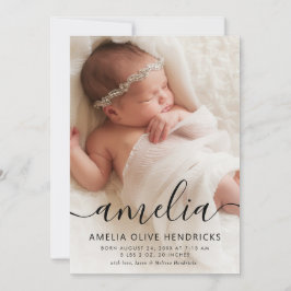 Anuncio de nacimiento de la foto con nombre de cal