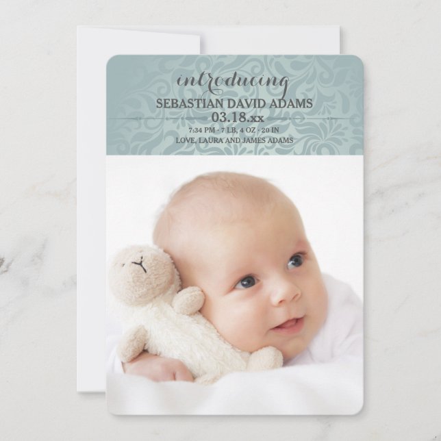 Anuncio de nacimiento de la foto de amor de bienve (Anverso)