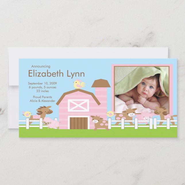 Anuncio de nacimiento de la foto de animales de gr (Anverso)