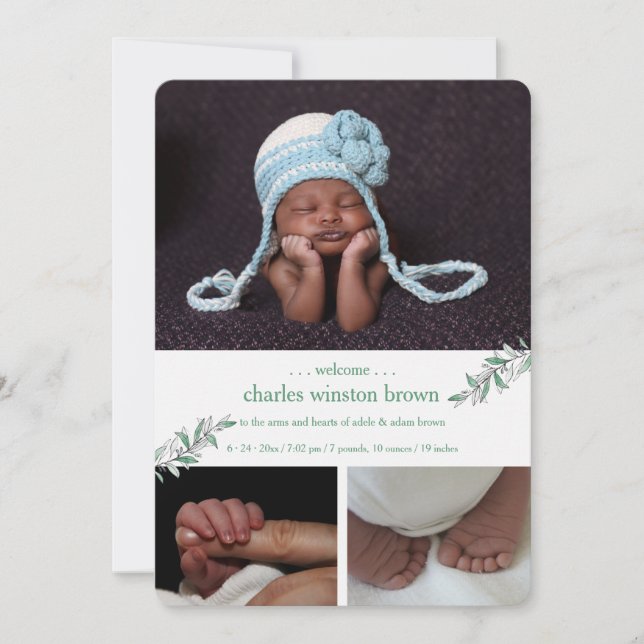 Anuncio de nacimiento de la foto de bienvenida a l (Anverso)