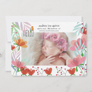 Anuncio de nacimiento de la foto de Hello Floral