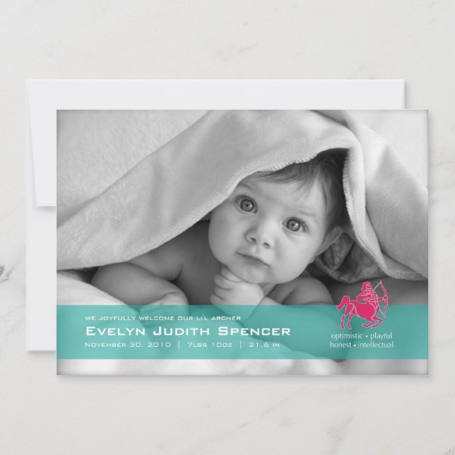 Anuncio de nacimiento de la foto de Sagittarius el (Anverso)