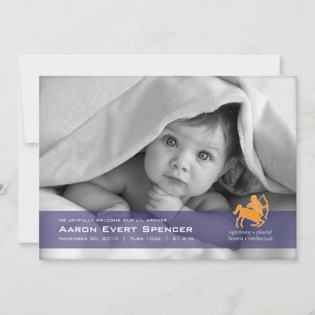 Anuncio de nacimiento de la foto de Sagittarius el (Anverso)