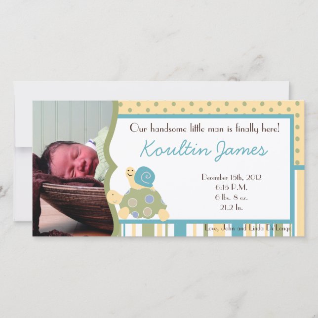 Anuncio de nacimiento de la foto de Sunny Turtle S (Anverso)