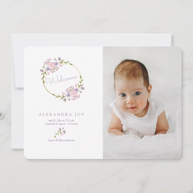 Anuncio de nacimiento de la foto de Wreath de bien (Anverso)