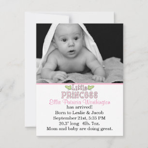 Anuncio de nacimiento de la pequeña princesa bebé