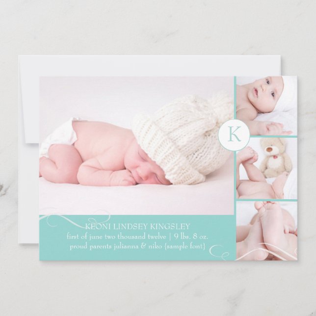 Anuncio de nacimiento de la plantilla de fotos de  (Anverso)