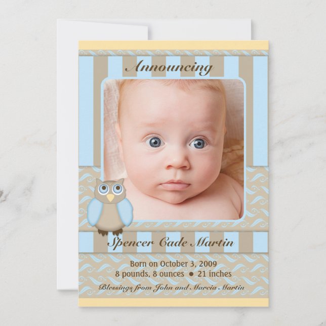 Anuncio de nacimiento de Lechuza Pequeña (Anverso)