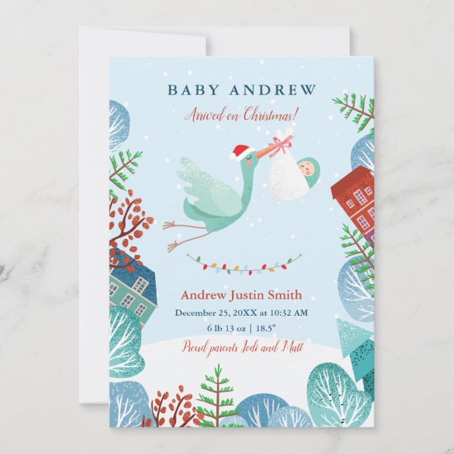 Anuncio de nacimiento de los Navidades de Stork Sa (Anverso)