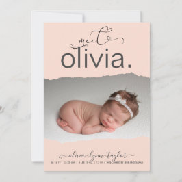 Anuncio de nacimiento de marco de papel desgarrado