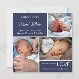 Anuncio de nacimiento de múltiples fotos//Denim az