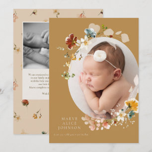 Anuncio de nacimiento de Mustard Wildflower Floral