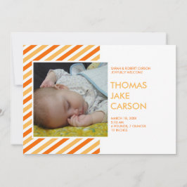 Anuncio de nacimiento de naranjas de rayas moderna