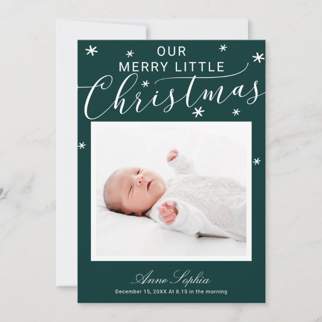 Anuncio de nacimiento de Navidad con foto de guión (Anverso)