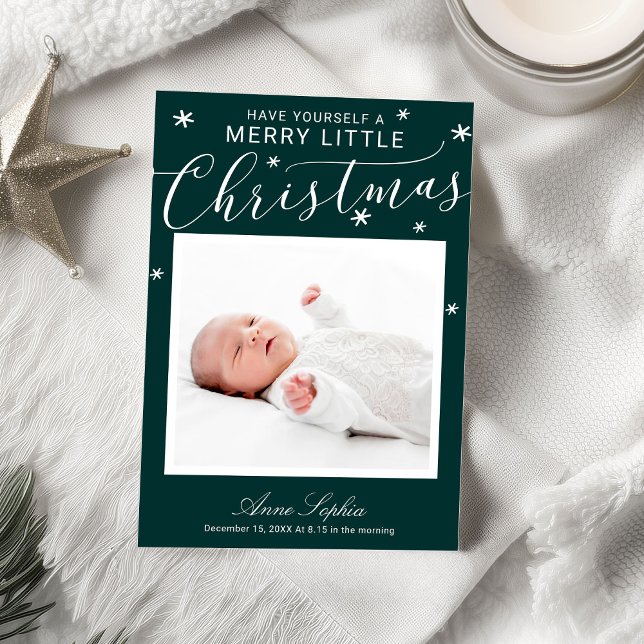 Anuncio de nacimiento de Navidad con foto de guión (Subido por el creador)