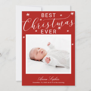 Anuncio de nacimiento de Navidad con foto de letra