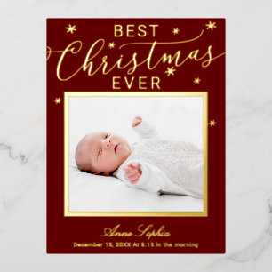 Anuncio de nacimiento de Navidad con foto de letra