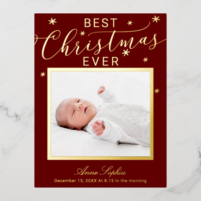 Anuncio de nacimiento de Navidad con foto de letra (Anverso)
