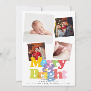 Anuncio de nacimiento de Navidad Merry Bright 4 Fo