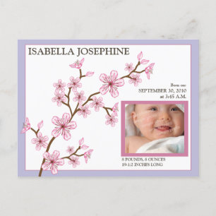 Anuncio de nacimiento de niña Cherry Blossom Baby: