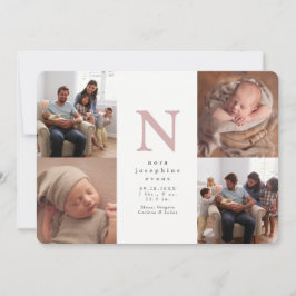 Anuncio de nacimiento de niña con cuatro fotos en 