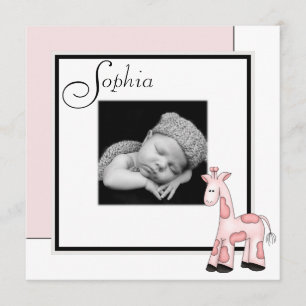 Anuncio de nacimiento de niña con foto de jirafa r