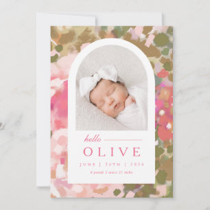 Anuncio de nacimiento de niña de arco floral