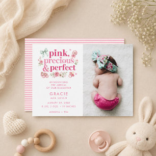 Anuncio de nacimiento de niña moderna rosa precios