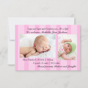 Anuncio de nacimiento de niña Sugar and Spice Baby