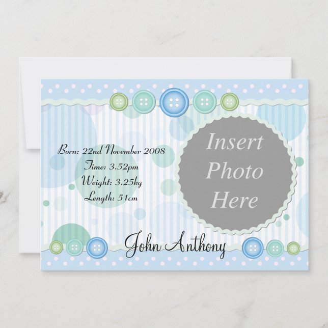 Anuncio de nacimiento de niño (Anverso)