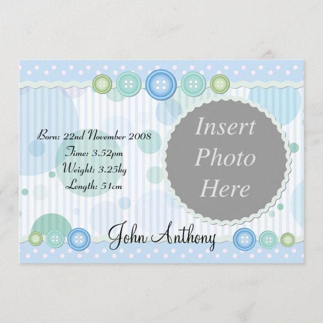 Anuncio de nacimiento de niño (Anverso)