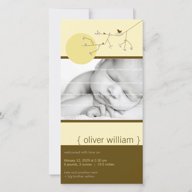 Anuncio de nacimiento de niño bebé y bebé de la fa (Anverso)