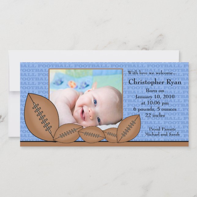 Anuncio de nacimiento de niño con FOTO de fútbol (Anverso)