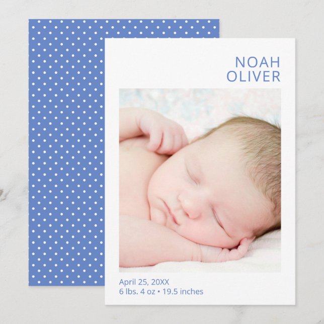 Anuncio de Nacimiento de Niño Foto Moderno Sencill (Anverso / Reverso)