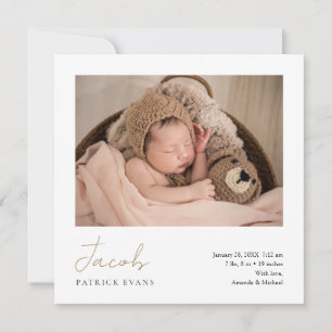 Anuncio de Nacimiento de Niño o Niña con Foto y Le