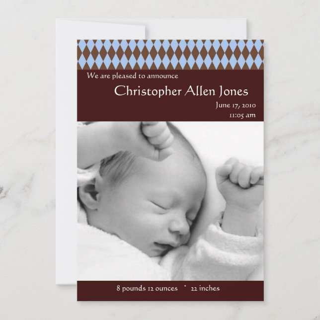 Anuncio de nacimiento de niño pequeño de estilo ar (Anverso)