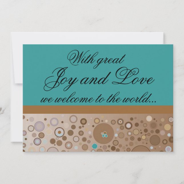 Anuncio de nacimiento de niño Verde azulado y marr (Anverso)