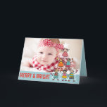 Anuncio de nacimiento de niños de árboles de Navid<br><div class="desc">Niños coloridos y divertidos de árbol de Navidad, Feliz y Brillantes Saludos de Navidad / Primeros Navidades del bebé / Anuncio de festividad fotográfica. Diseñado por fat*fa*tin. Fácil de personalizar con su propio texto, foto o imagen. Para solicitudes de personalizados, por favor contacte directamente con fat*fa*tin. Se cobran cargos por...</div>