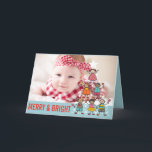 Anuncio de nacimiento de niños de árboles de Navid<br><div class="desc">Niños coloridos y divertidos de árbol de Navidad, Feliz y Brillantes Saludos de Navidad / Primeros Navidades del bebé / Anuncio de festividad fotográfica. Diseñado por fat*fa*tin. Fácil de personalizar con su propio texto, foto o imagen. Para solicitudes de personalizados, por favor contacte directamente con fat*fa*tin. Se cobran cargos por...</div>