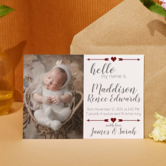 Anuncio de nacimiento de nuevo bebé con fotos