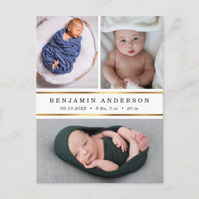 Anuncio de nacimiento de nuevo bebé Foto de agrade (Anverso)